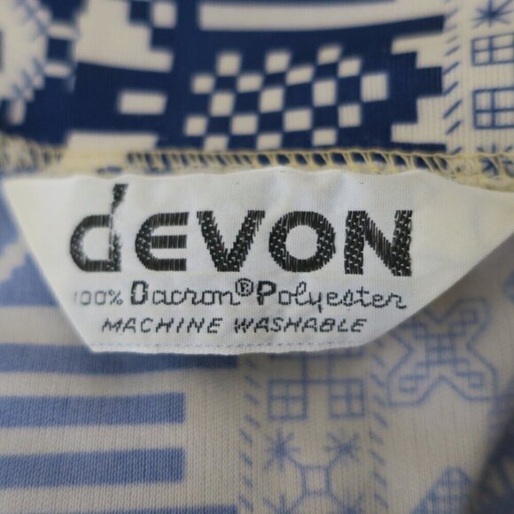 Vintage Devon 70s Atomic Funky Geometric Op-Art Disco Mod Polyester Shirt Small - Picture 4 of 4